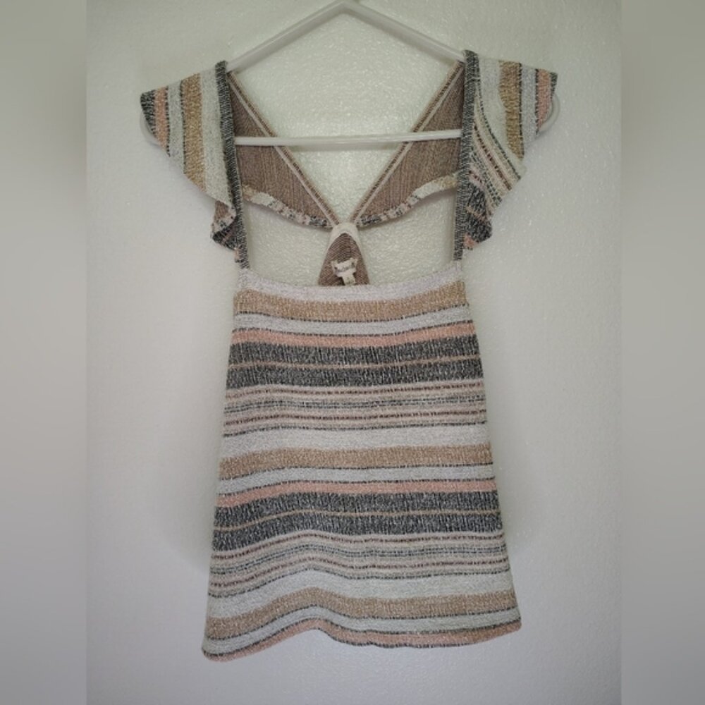 Madewell Women's Textured Knit Top in Neutral Stripes Sz Small